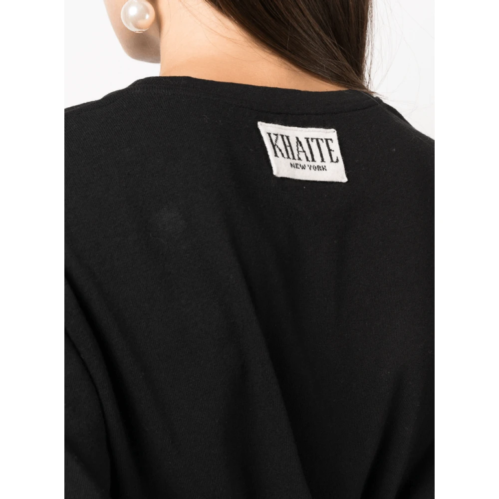Khaite Zwart Logo-Appliqué T-Shirt Black Dames