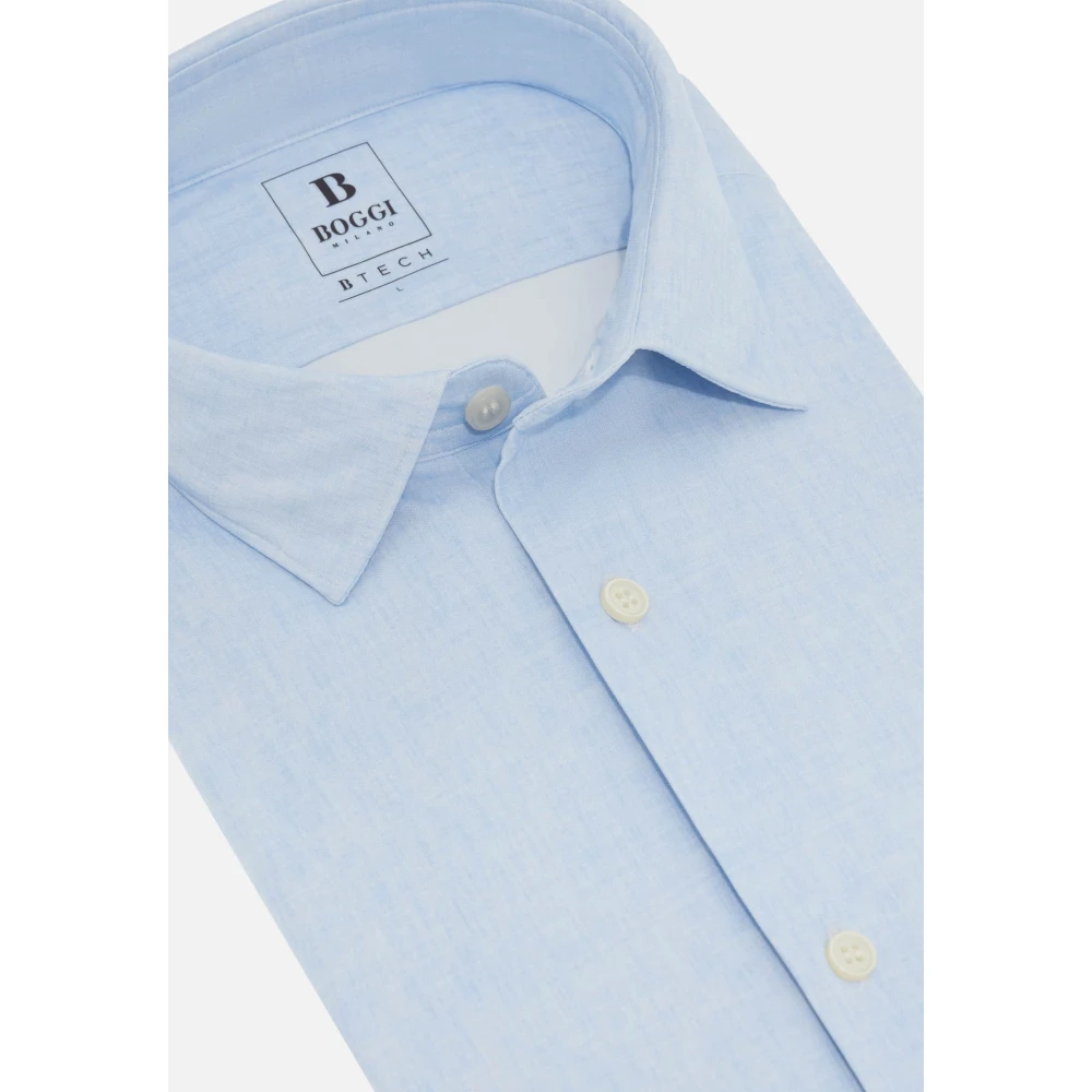 Boggi Milano Slim Fit Stretch Nylon Shirt Blue Heren