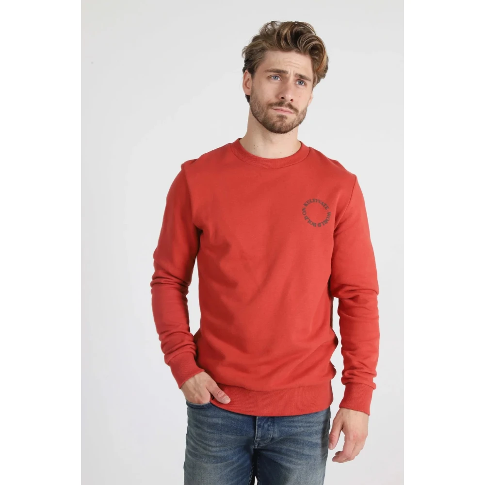 Kultivate Hold On Sweatshirt met Handtekening Logo Red Heren