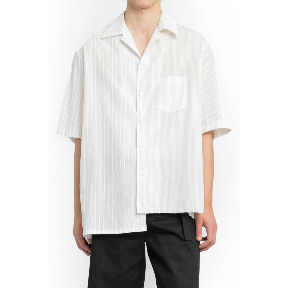 Lanvin Witte Asymmetrische Korte Mouw Shirt White Heren