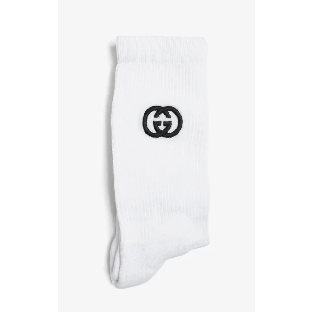 Gucci Witte Katoenen Logo Enkelsokken White Unisex