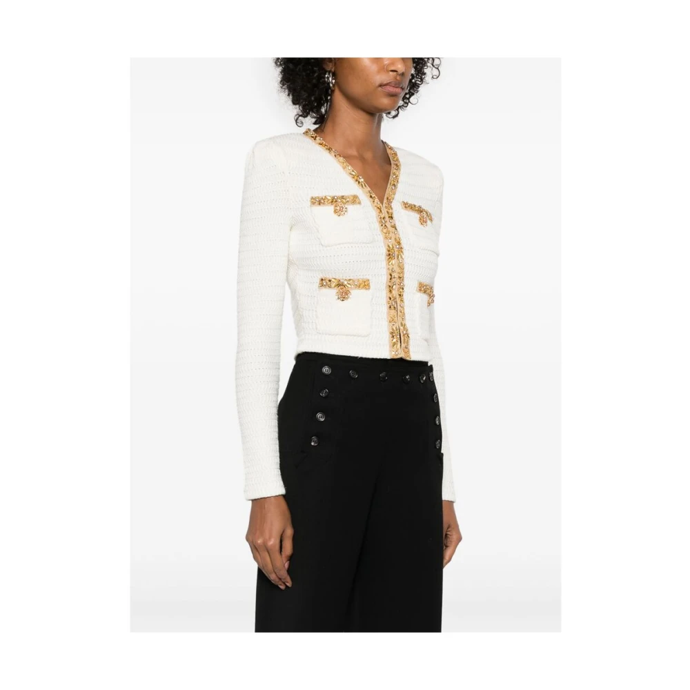 Self Portrait Beige Gebreide Trui met Zakken Beige Dames