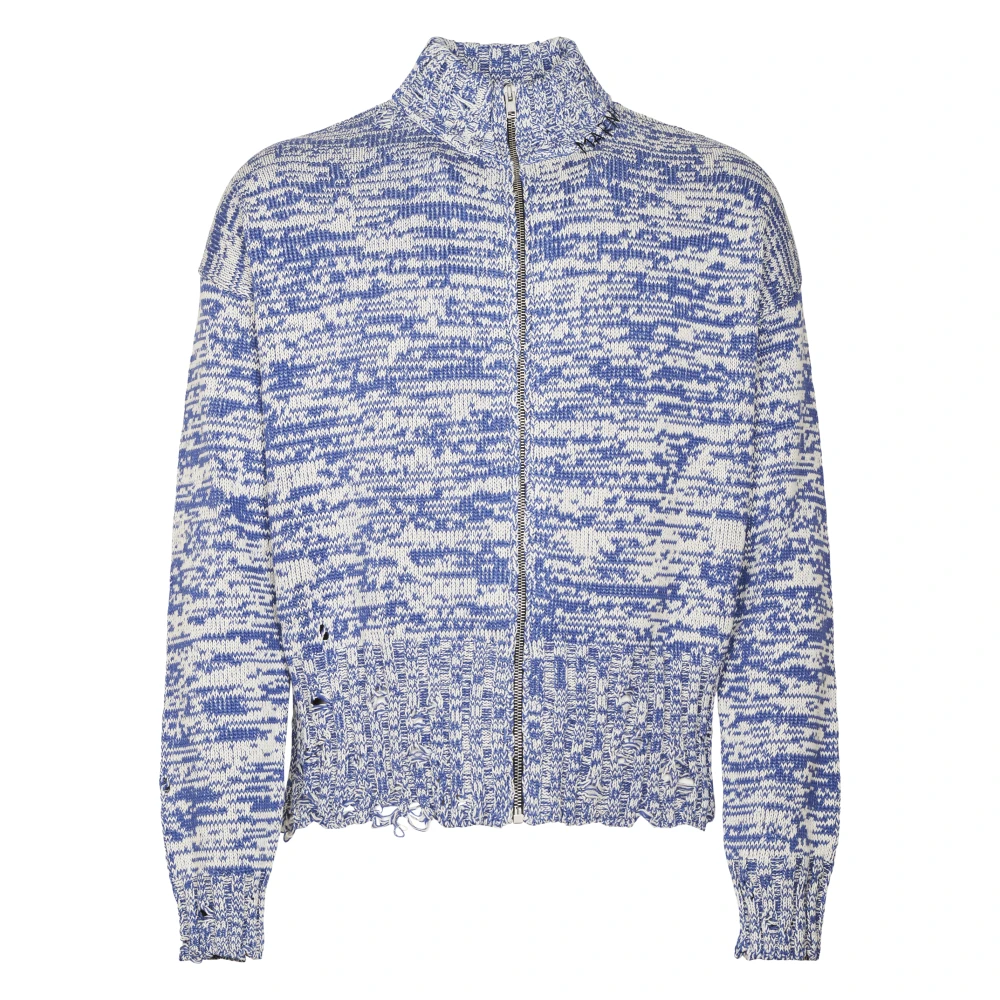 Marni Men's Multicolor Cardigans, S, Mock-Neck Zip Cardigan