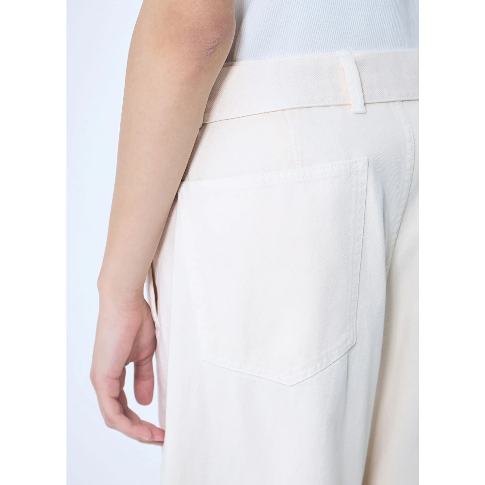 Lemaire Gedraaide Wijde Pijp Broek met Riem White Dames