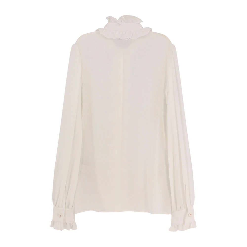 Dolce & Gabbana Zijden Shirt met Rouches Detail White Dames