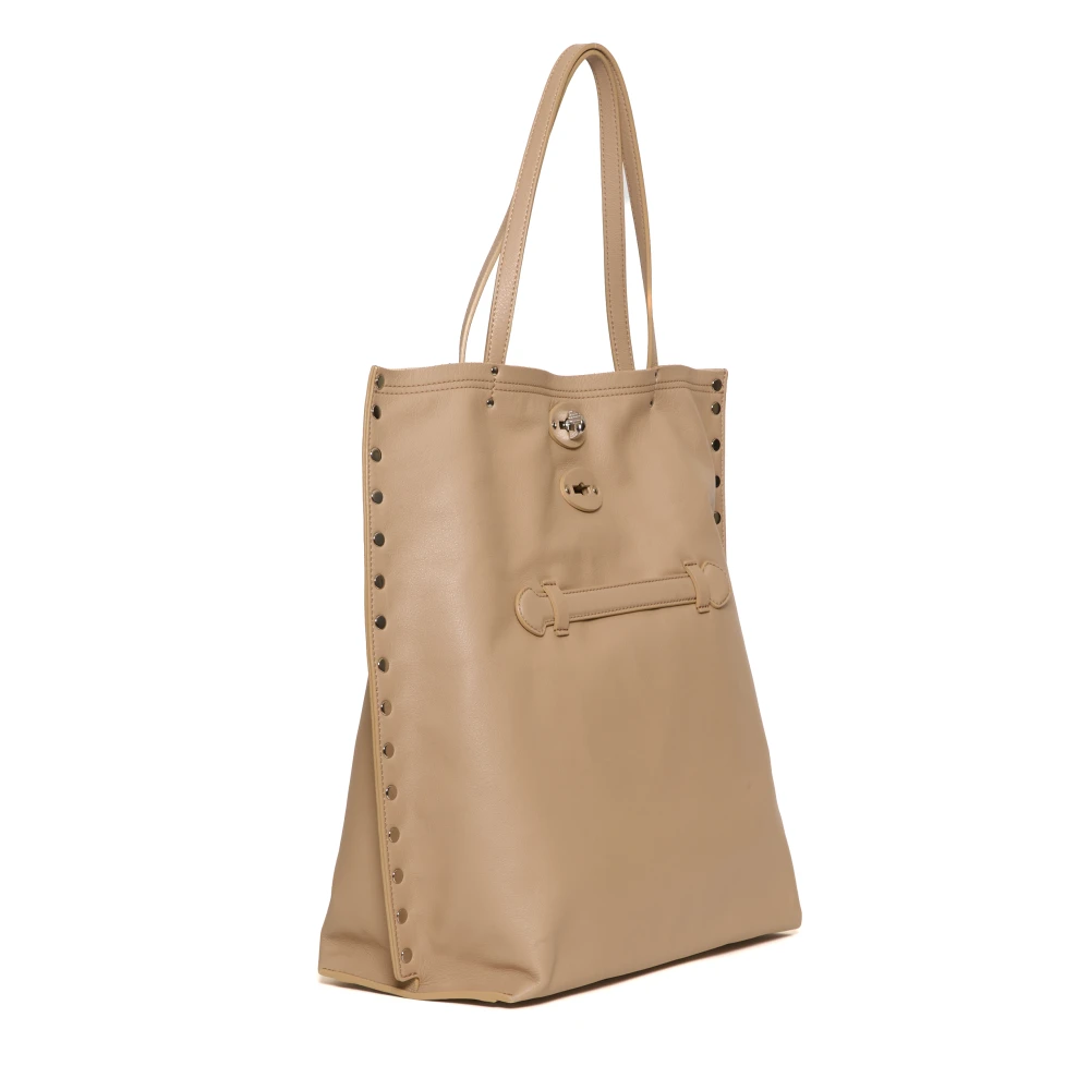 Zanellato Beige Leren Handtas A Spasso Saeta Beige Dames