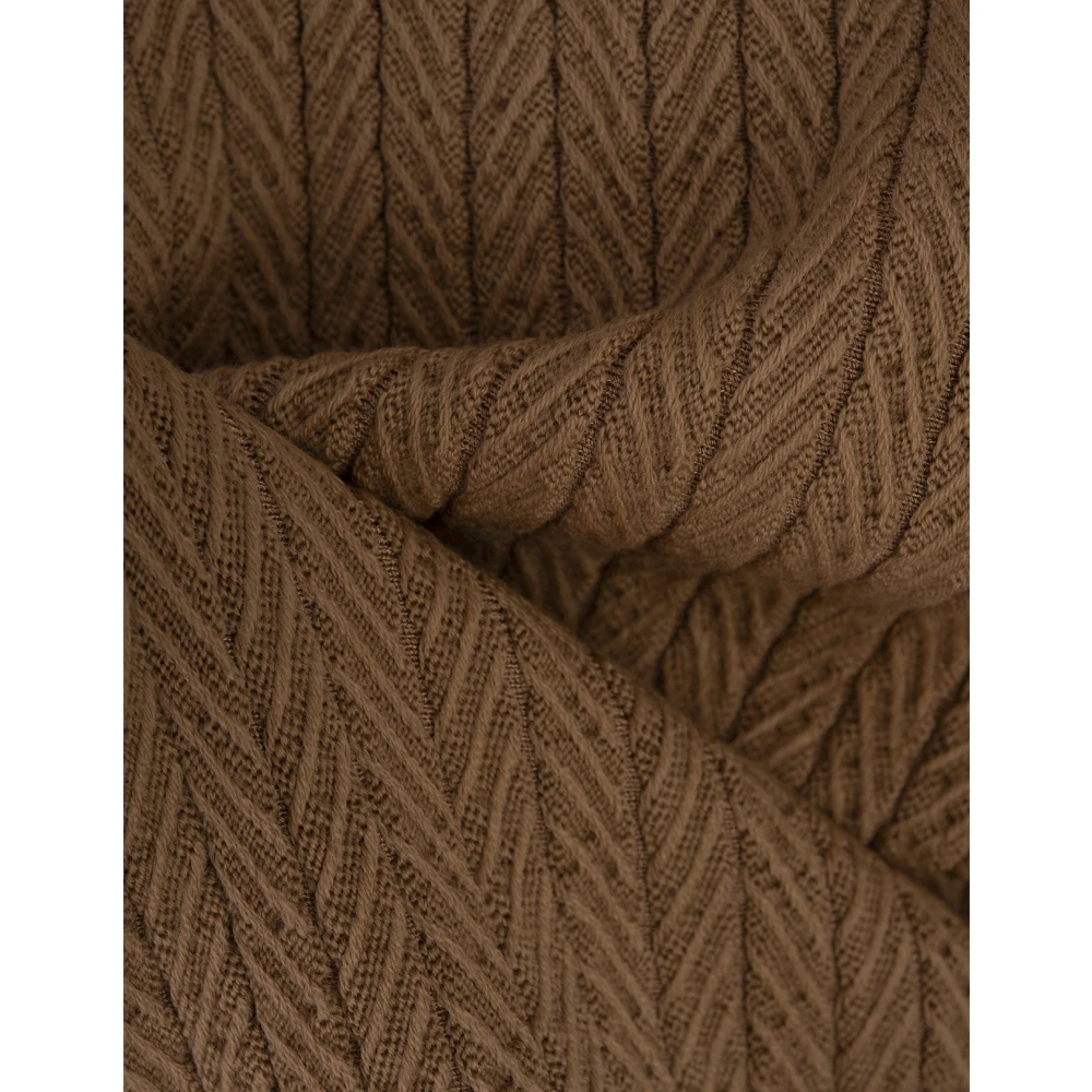 Hugo Boss Bruine Herringbone Crew Neck Sweater Brown Heren