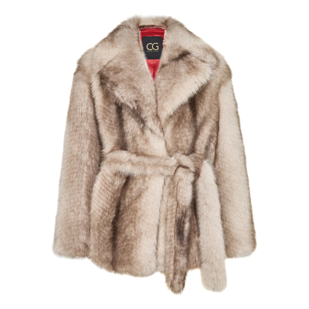 Cesare Gaspari Elegante Bruine Nep Bontjas Luxe Winterkleding voor Vrouwen Bruin Brown Dames