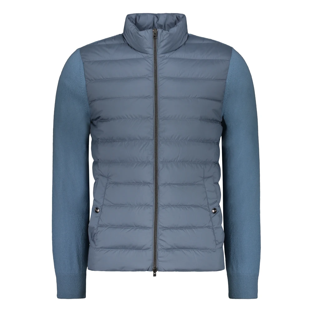 Herno Gebreide volledige ritssluiting jas met ganzendons Blue Heren