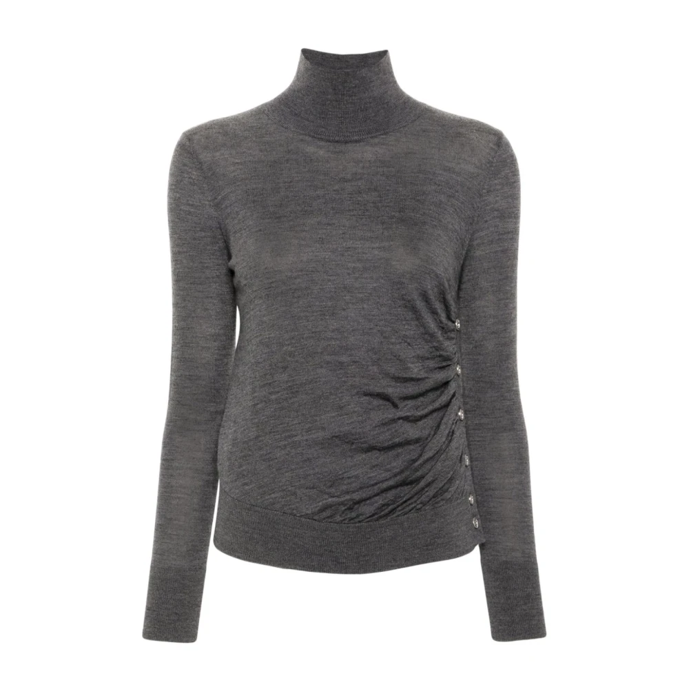 Pinko Grijze Wollen Trui Hoge Hals Lange Mouwen Gray Dames