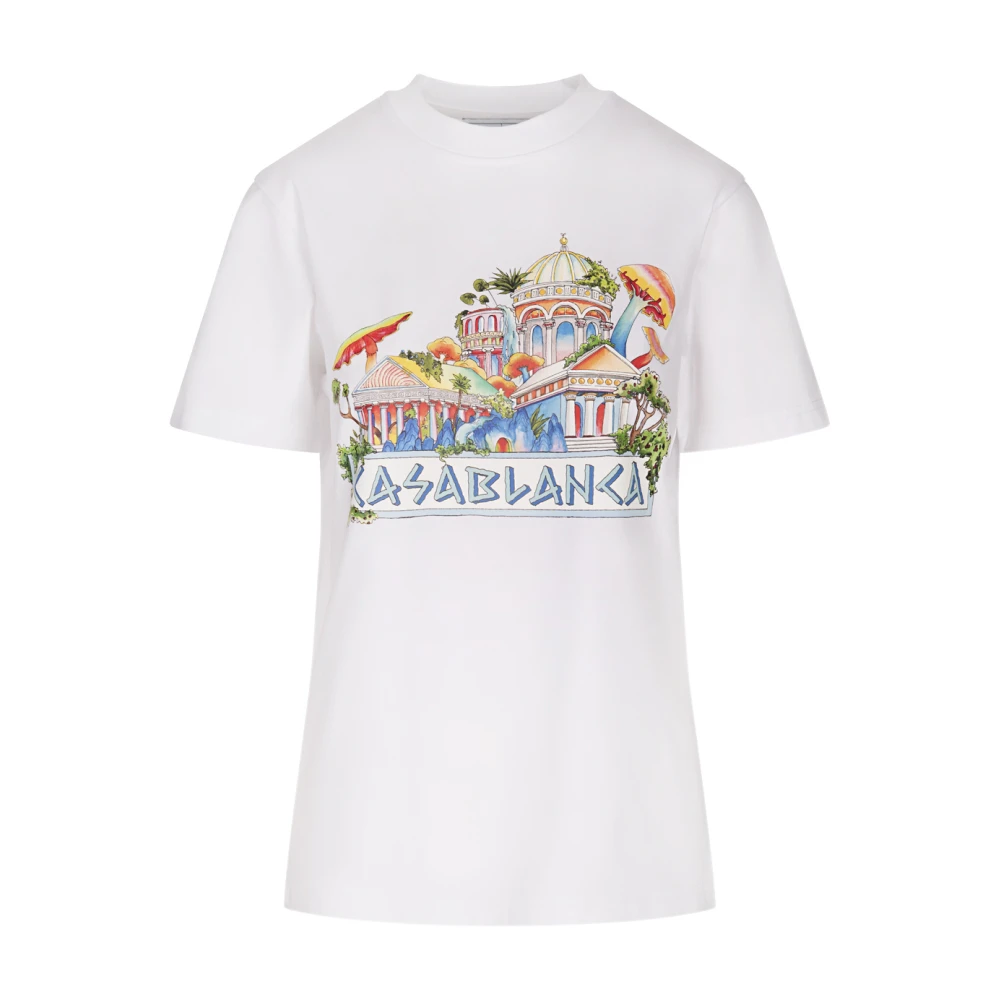 Casablanca Grieks Crest Bedrukt T-shirt White Dames