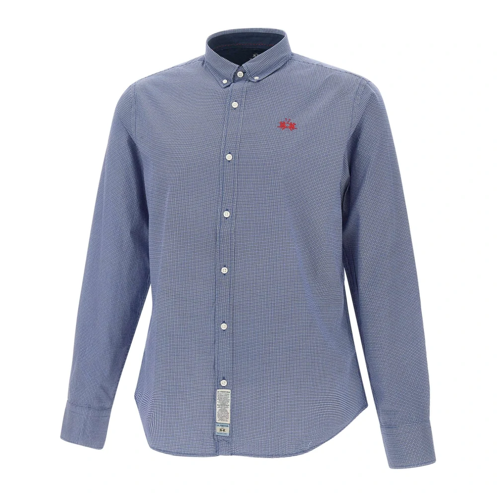 LA MARTINA Blauw Micro Dot Patroon Overhemd Blue Heren