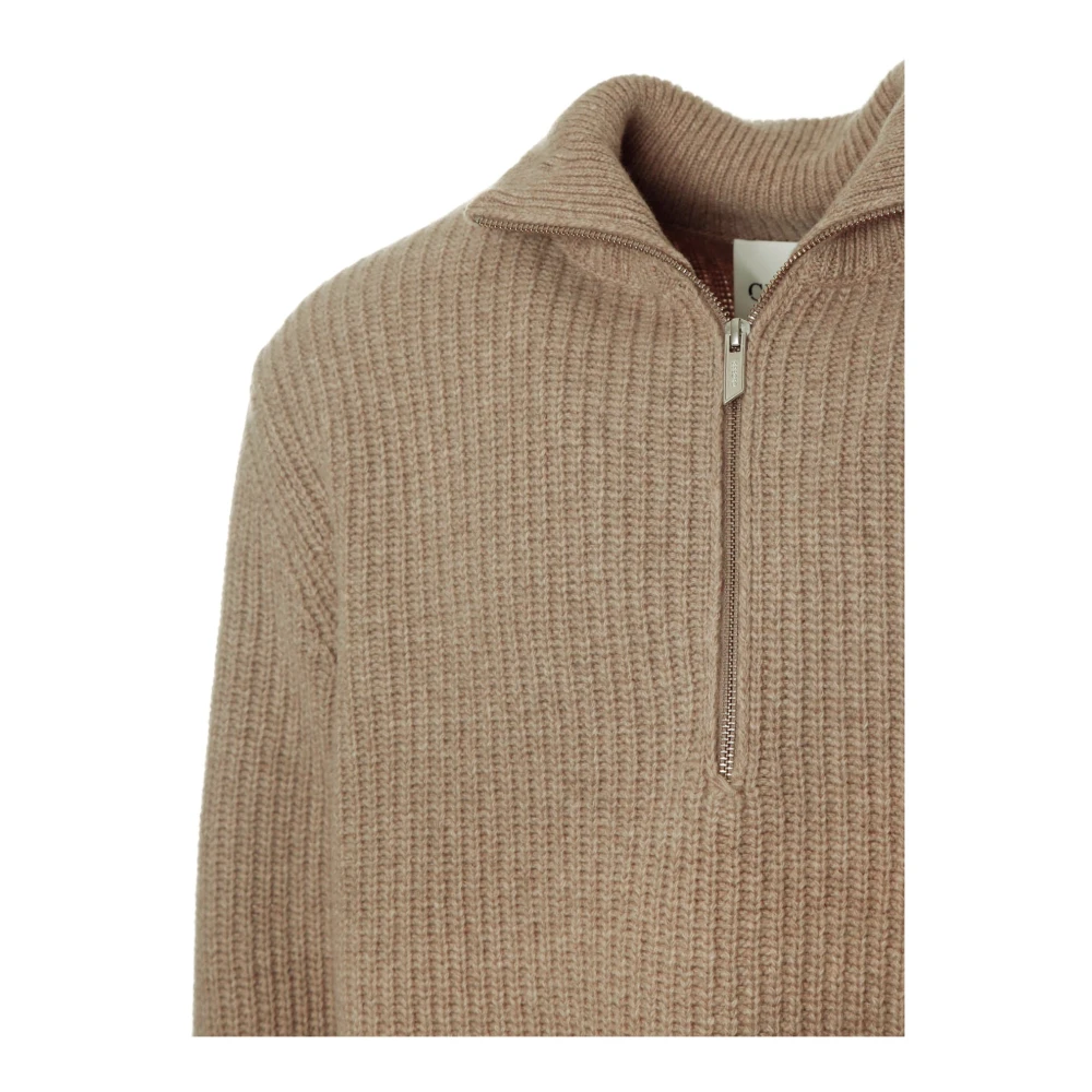 closed Geritste Gebreide Trui Beige Heren