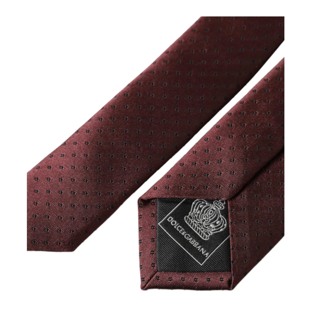 Dolce & Gabbana Bordeaux Gestippelde Zijden Stropdas Brown Heren