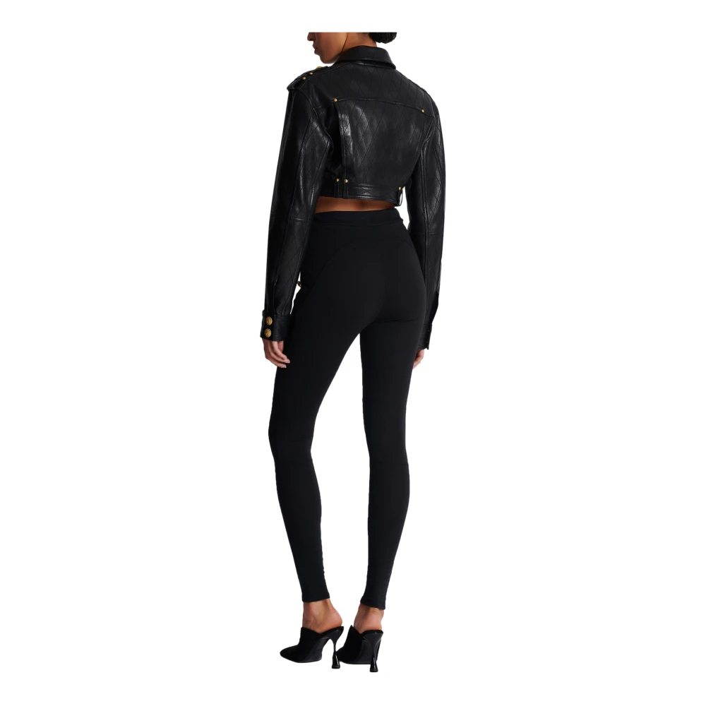 Balmain Jersey legging met 6 knopen Black Dames