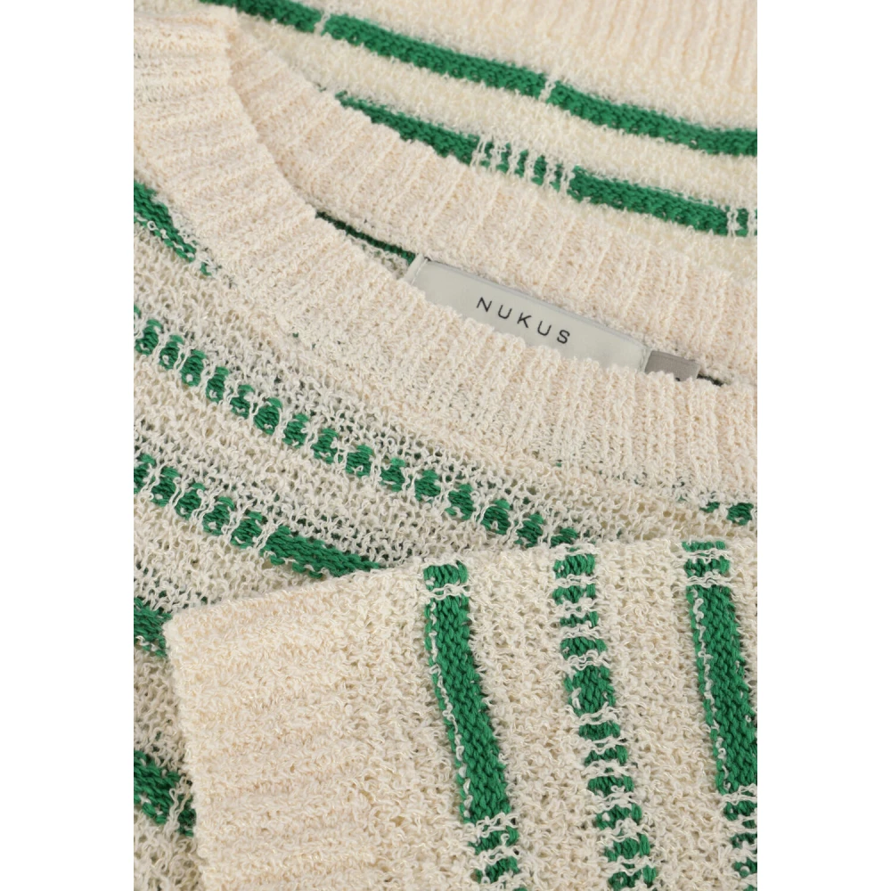 Nukus Groene Gestreepte Pullover Trendy Casual Trui Green Dames