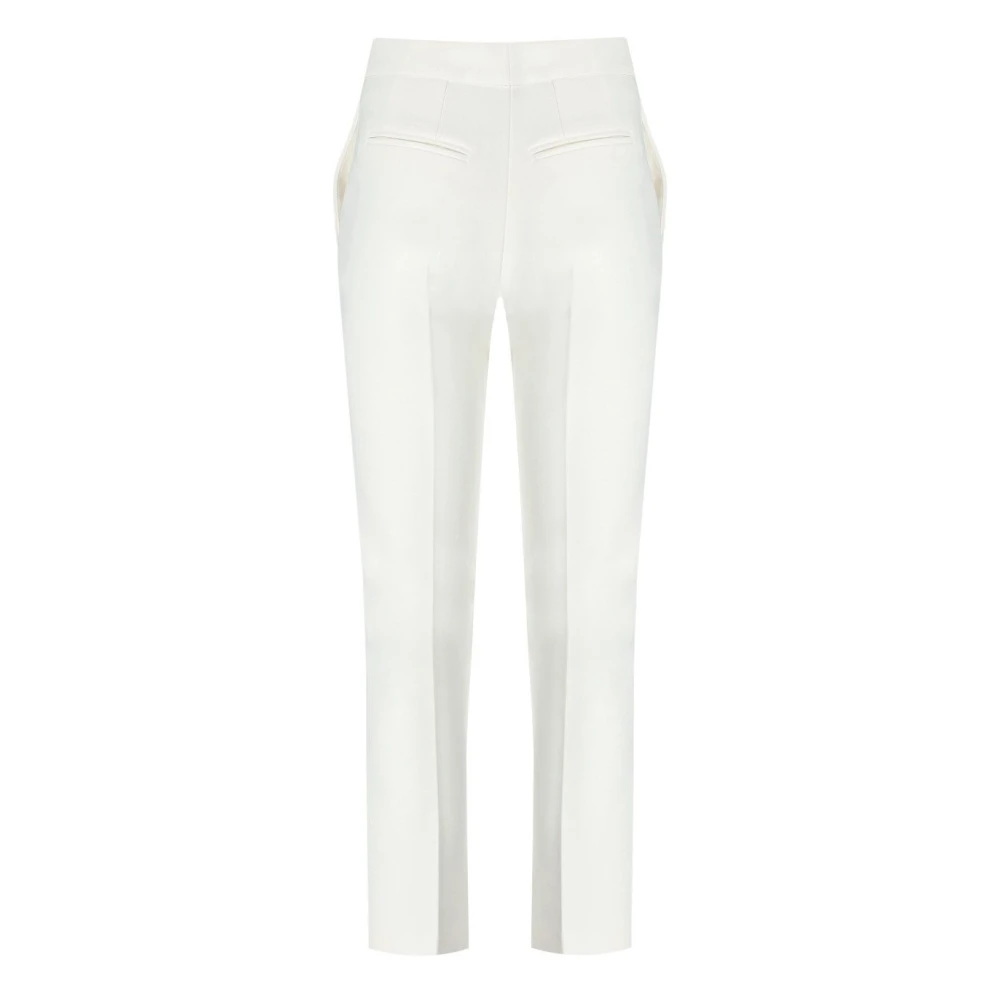 Elisabetta Franchi Ivoor Crêpe Broek met Gouden Details Beige Dames