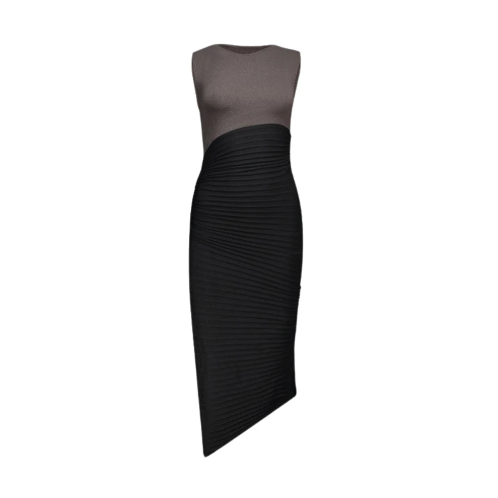 Philosophy di Lorenzo Serafini Asymmetrische Mouwloze Viscose Jurk Black Dames