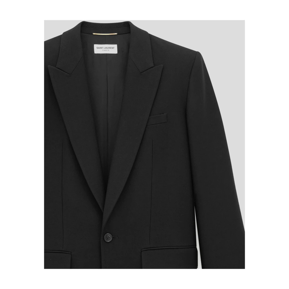 Saint Laurent Wollen Gabardine Jas Black Dames