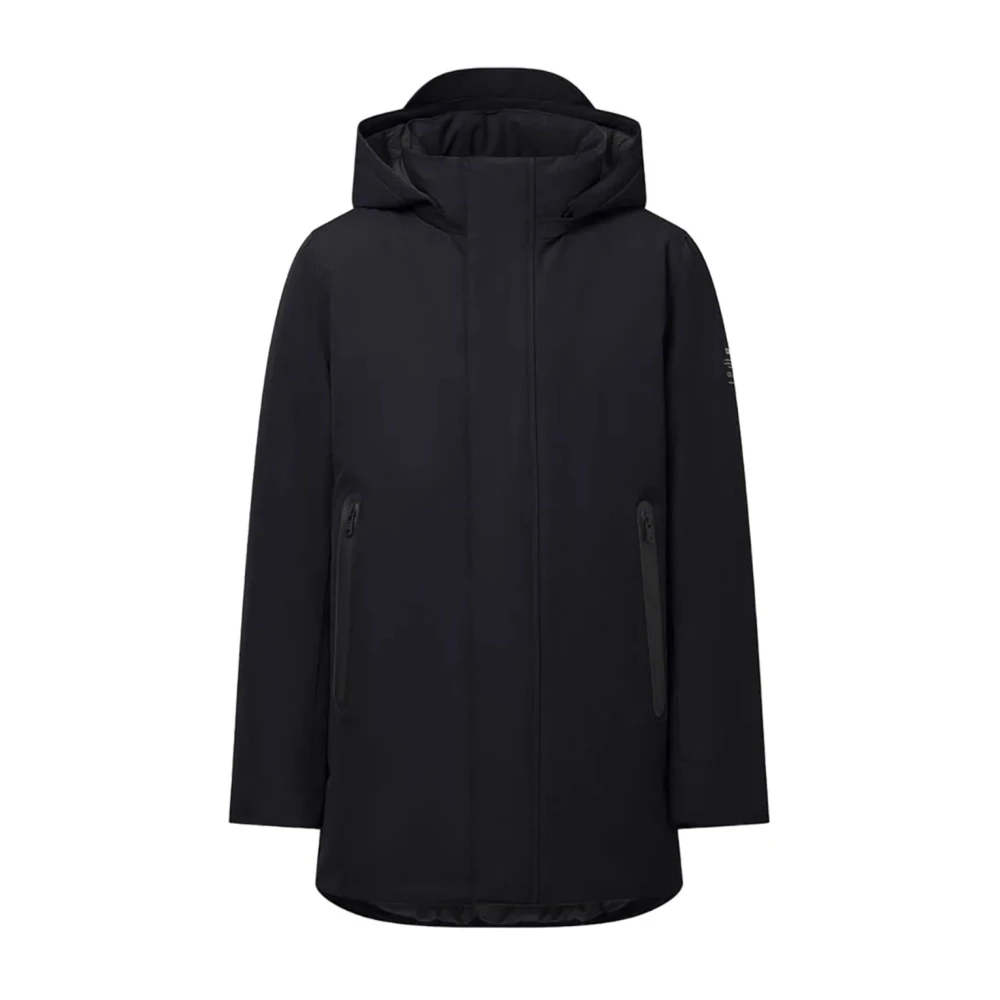 Ecoalf Zwarte textiel parka voor mannen Black Heren