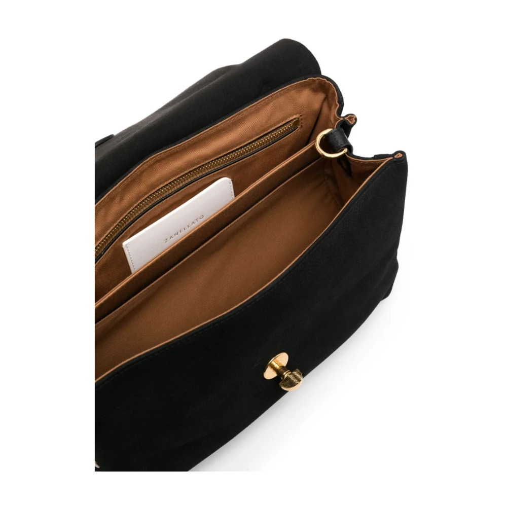 Zanellato Zwarte Nubuck Leren Twist-Lock Tas Black Dames