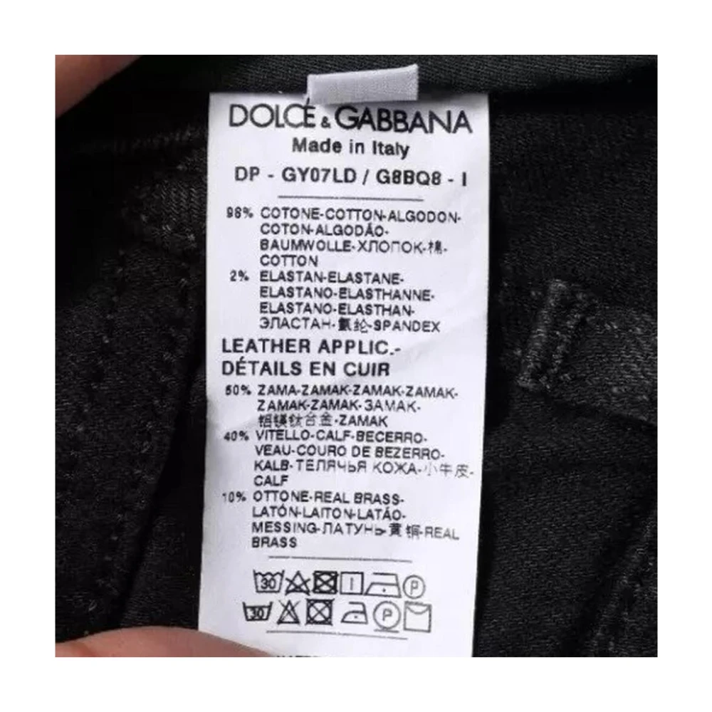 Dolce & Gabbana Zwarte Logo Skinny Denim Jeans Black Heren