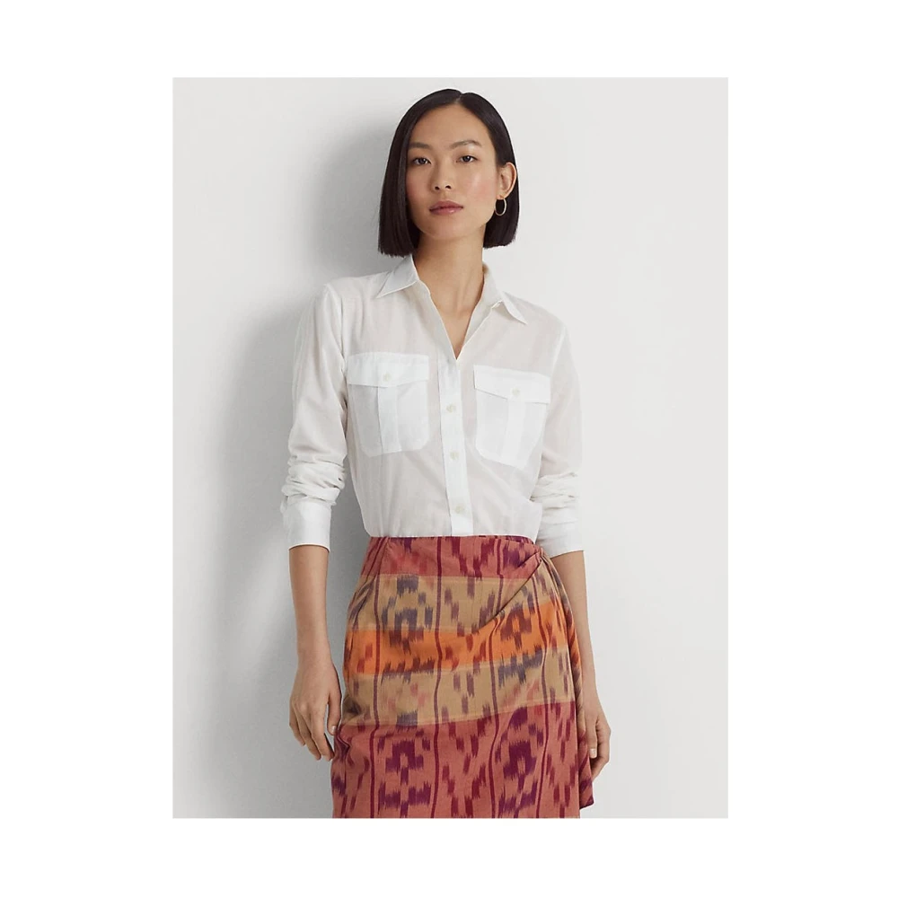 Ralph Lauren Wit Langmouw Overhemd Straight Fit White Dames