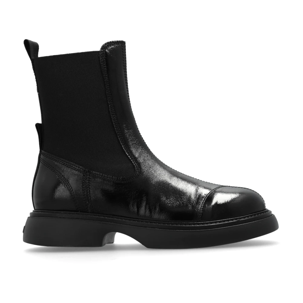 Ganni Women's Black Ankle Boots With Logo