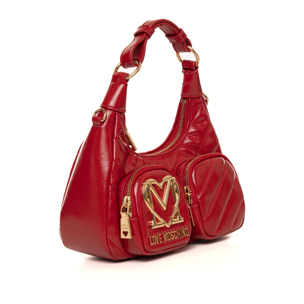 Love Moschino Stijlvolle Half Moon Shaped Schoudertas Red Dames