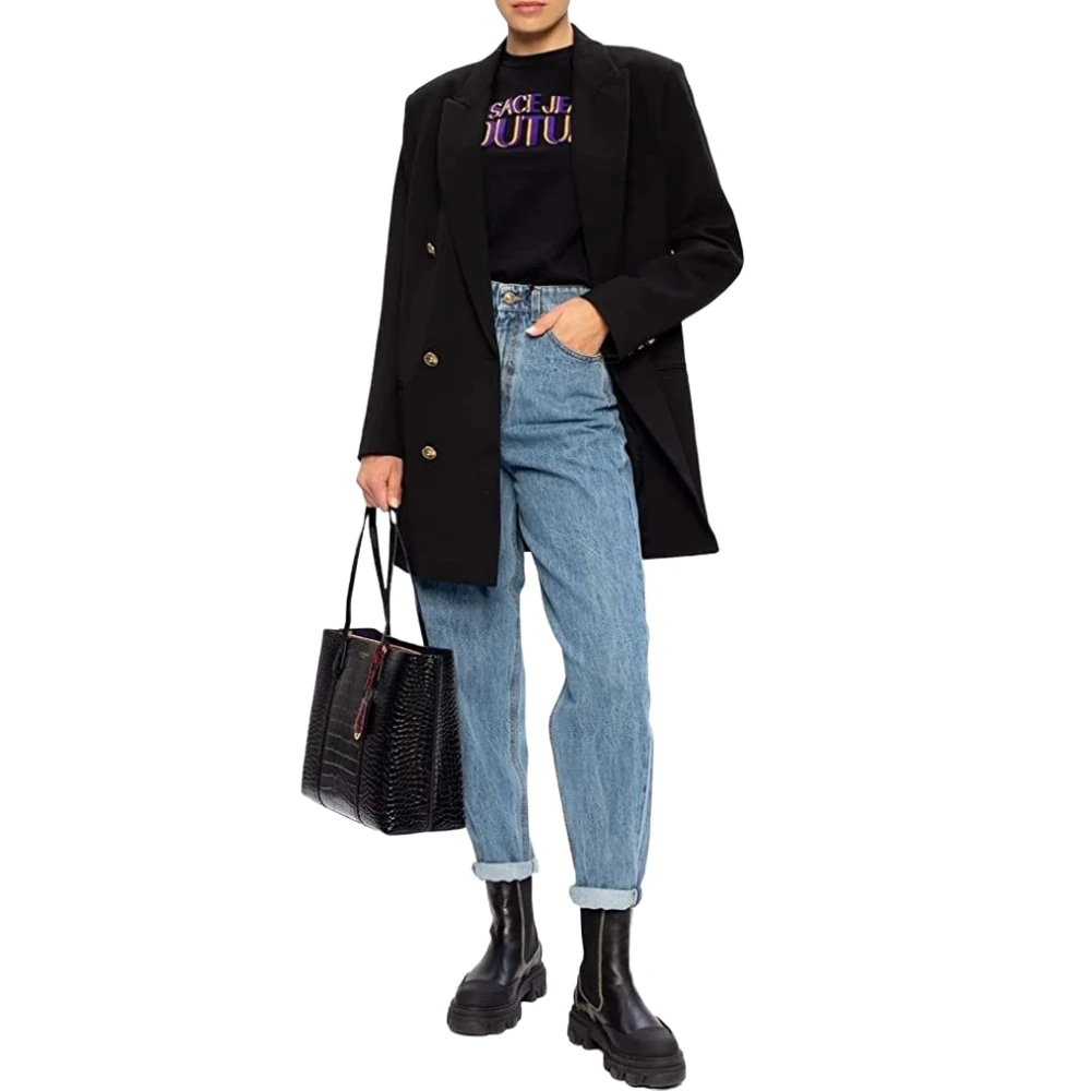 Versace Jeans Couture Ruimvallende Denim Jeans Blue Dames