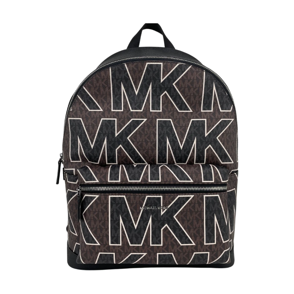 Michael Kors Cooper Large Brown Signature PVC Graphic Logo Backpack Bookbag Bag Brown, Dam