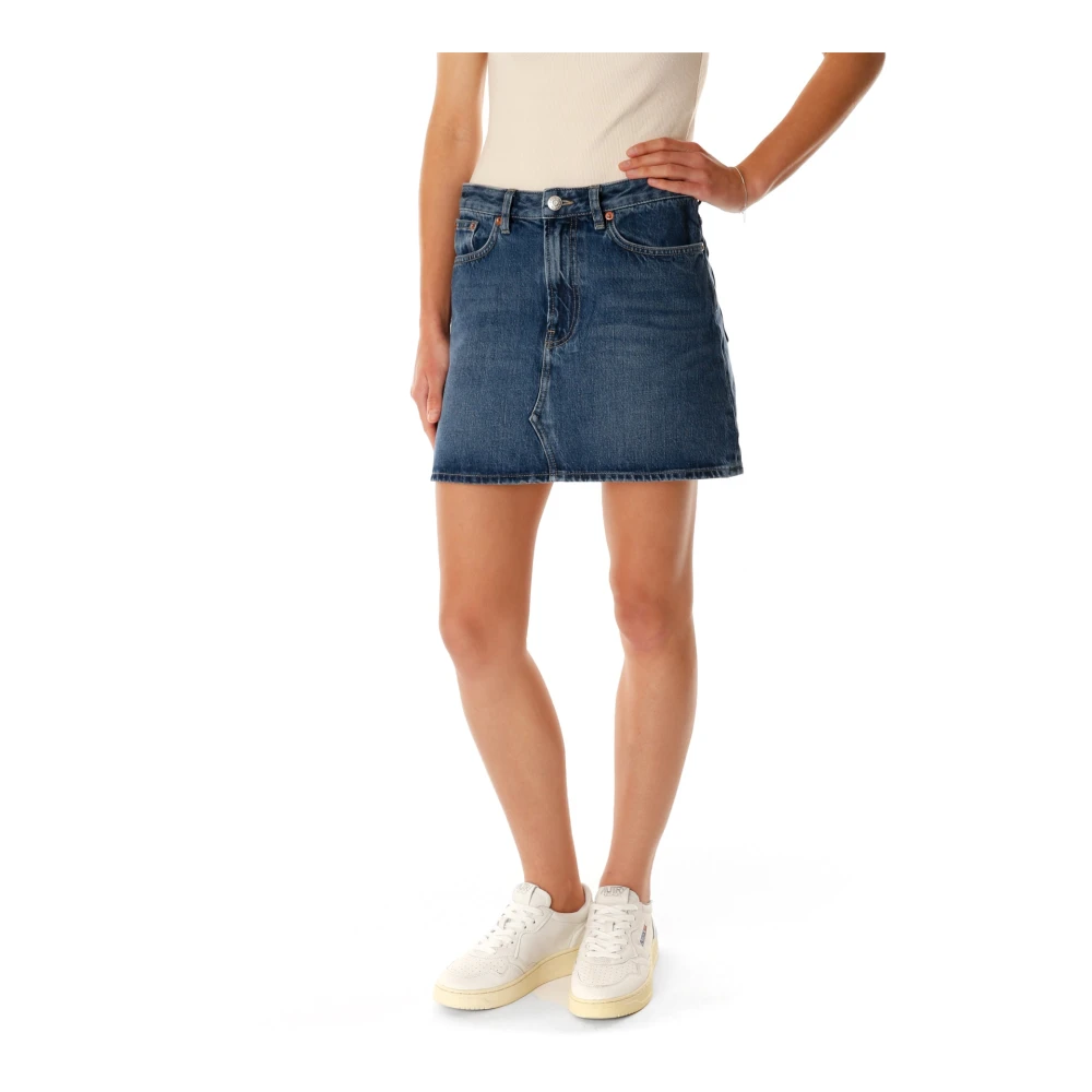 Samsøe Denim Mini Rok met Vijf Zakken Blue Dames