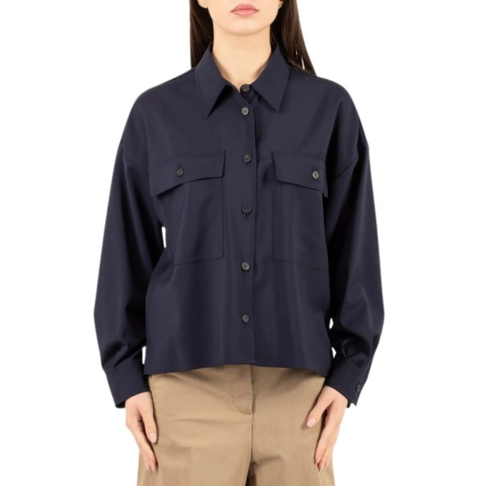 Weekend Max Mara Women's Blue Light Jackets, 3XS, Mulino Crop Jacket