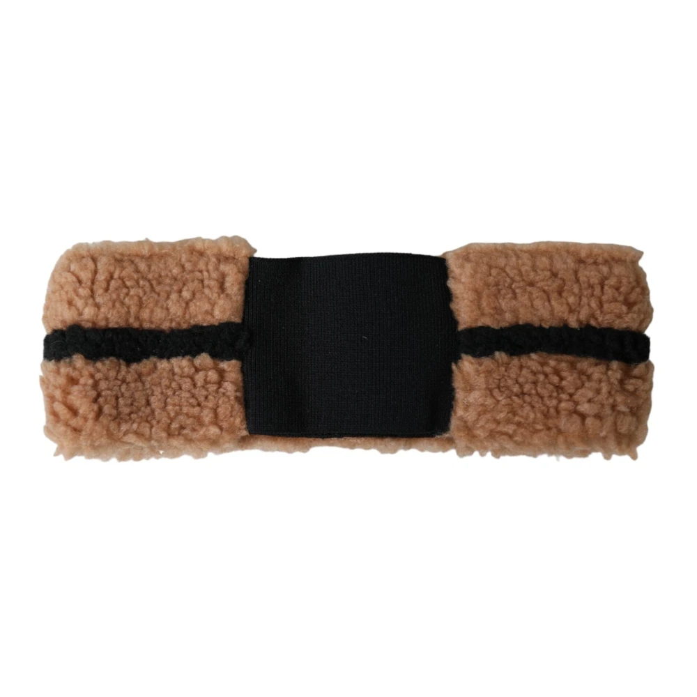 Dolce & Gabbana Wollen Hoofdband Bruin Zwart Logo Black Heren