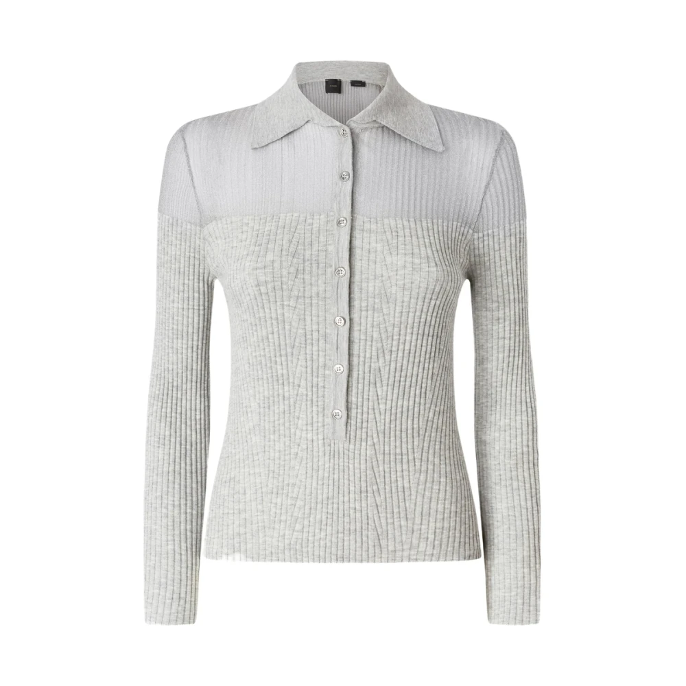 Pinko Grijze Button-Up Sweater Lange Mouw Gray Dames