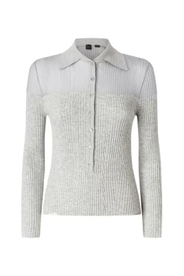 Grå Button-Up Tröja Långärmad