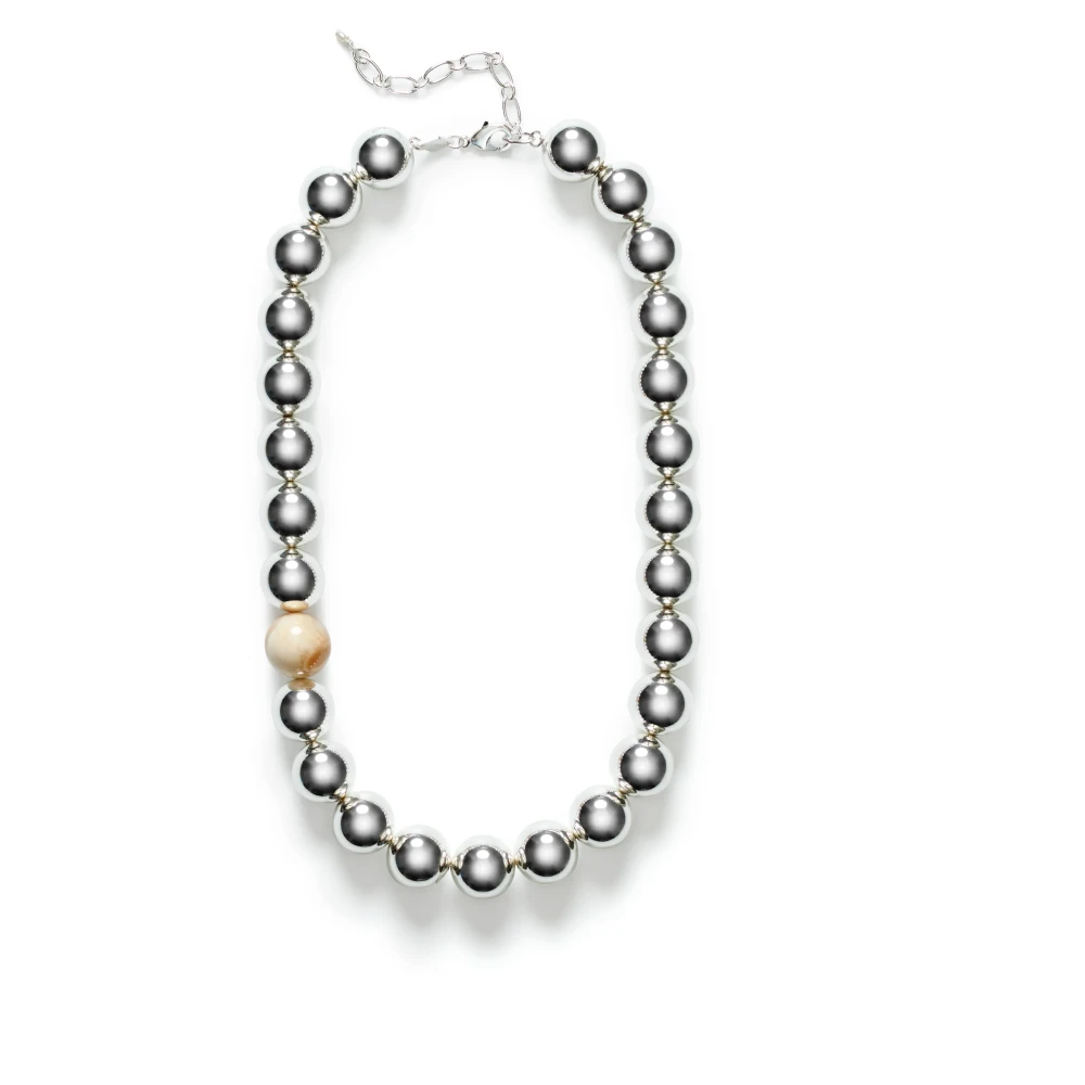Anni Lu Women's Gray Necklaces, One Size, Silver Necklace With Pearl Detail