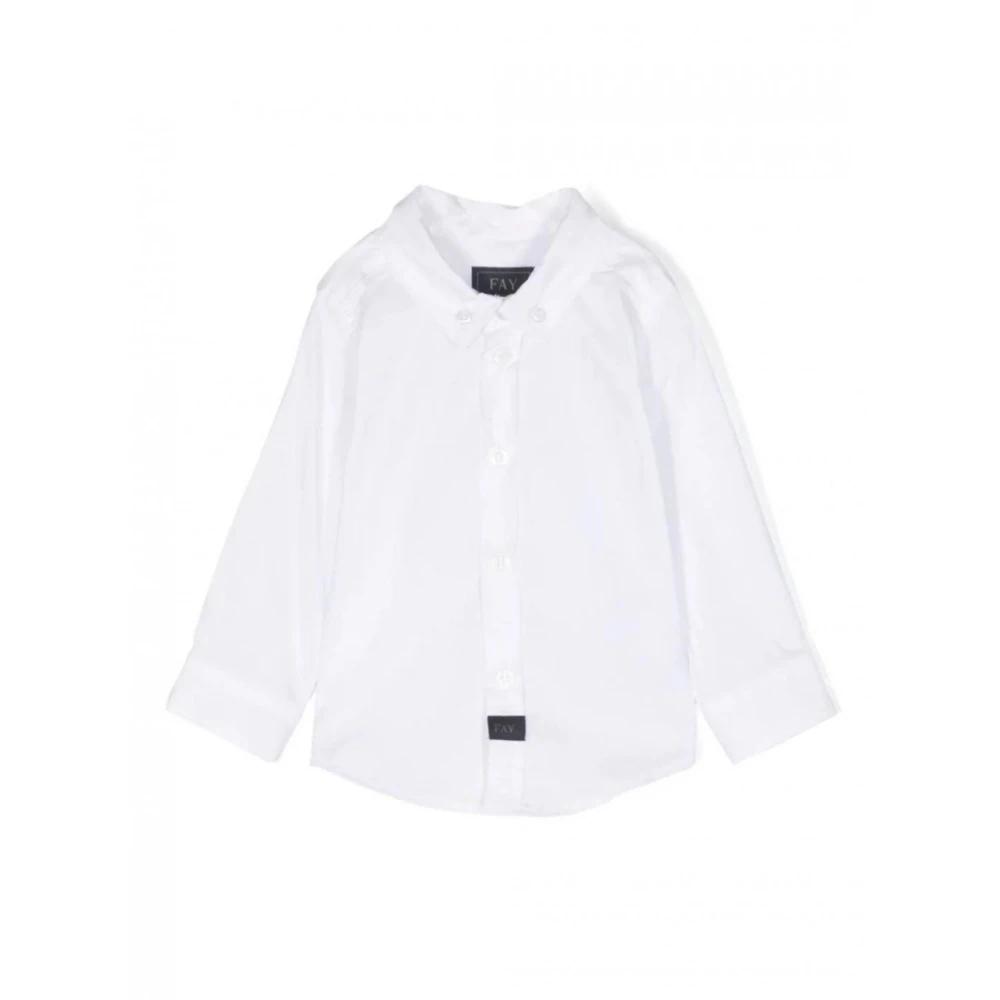 Fay Vit Bomull Button-Down Skjorta White, Pojke