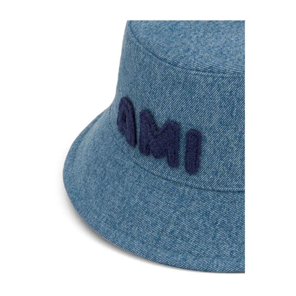 Ami Paris Bucket Hat met Patch Blue Heren