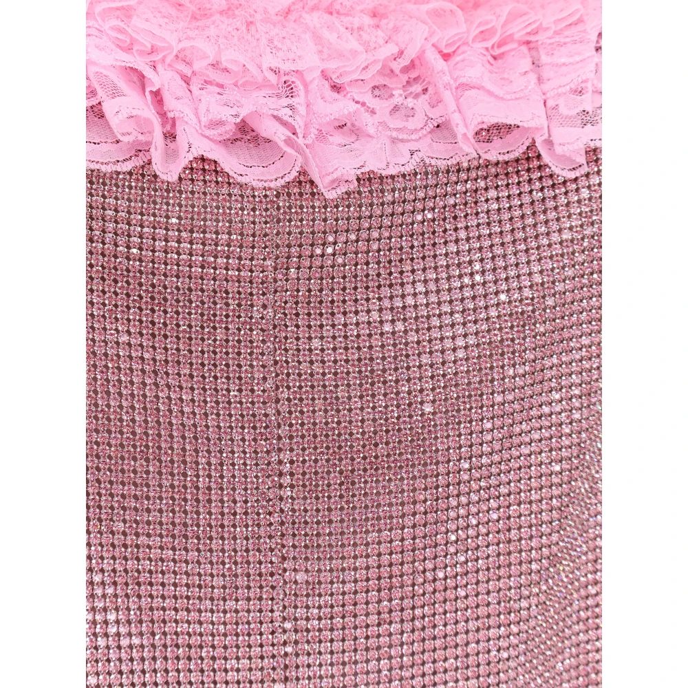 Self Portrait Kristal Mini Jurk met Kant Profiel Pink Dames