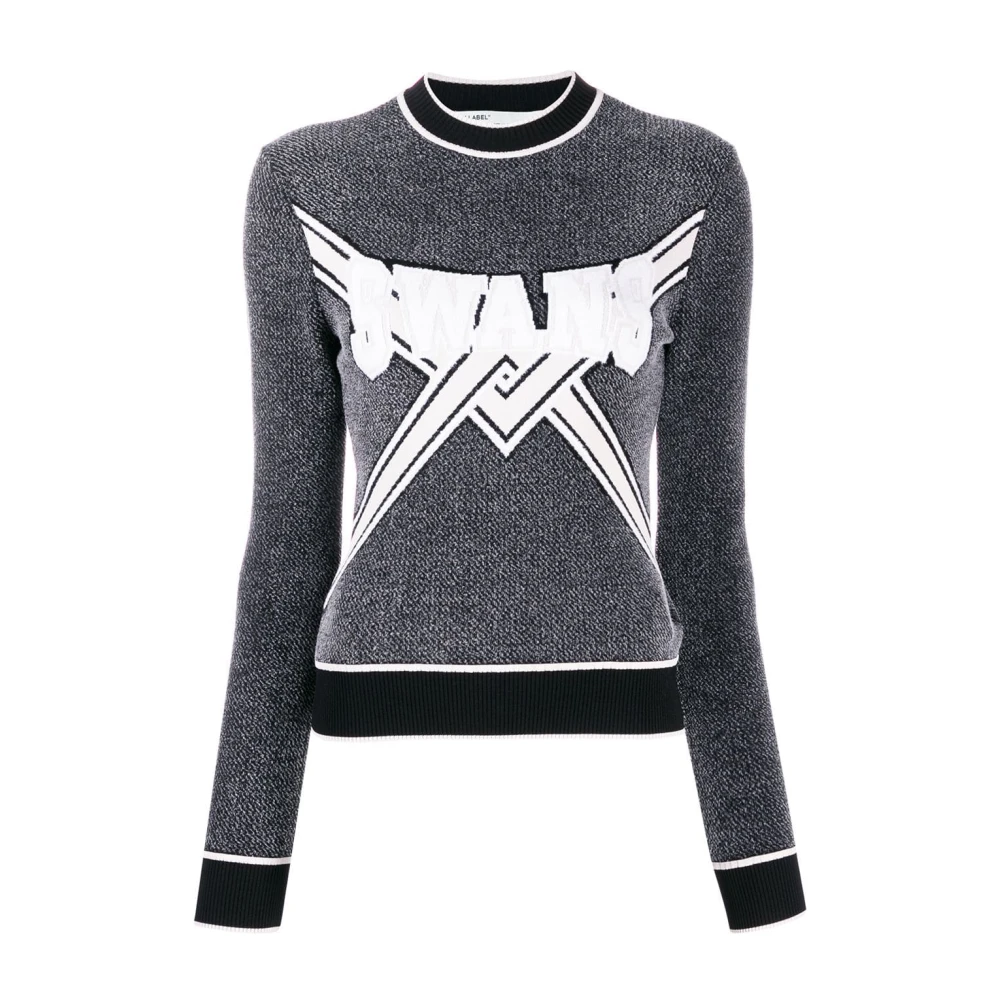 Off White Zwart Knit Swans Ronde Hals Sweater Gray Dames