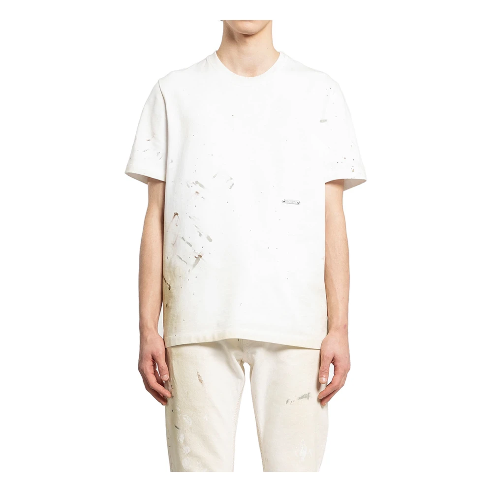 Helmut Lang Geverfde Tee met All-Over Vlekkenprint White Heren