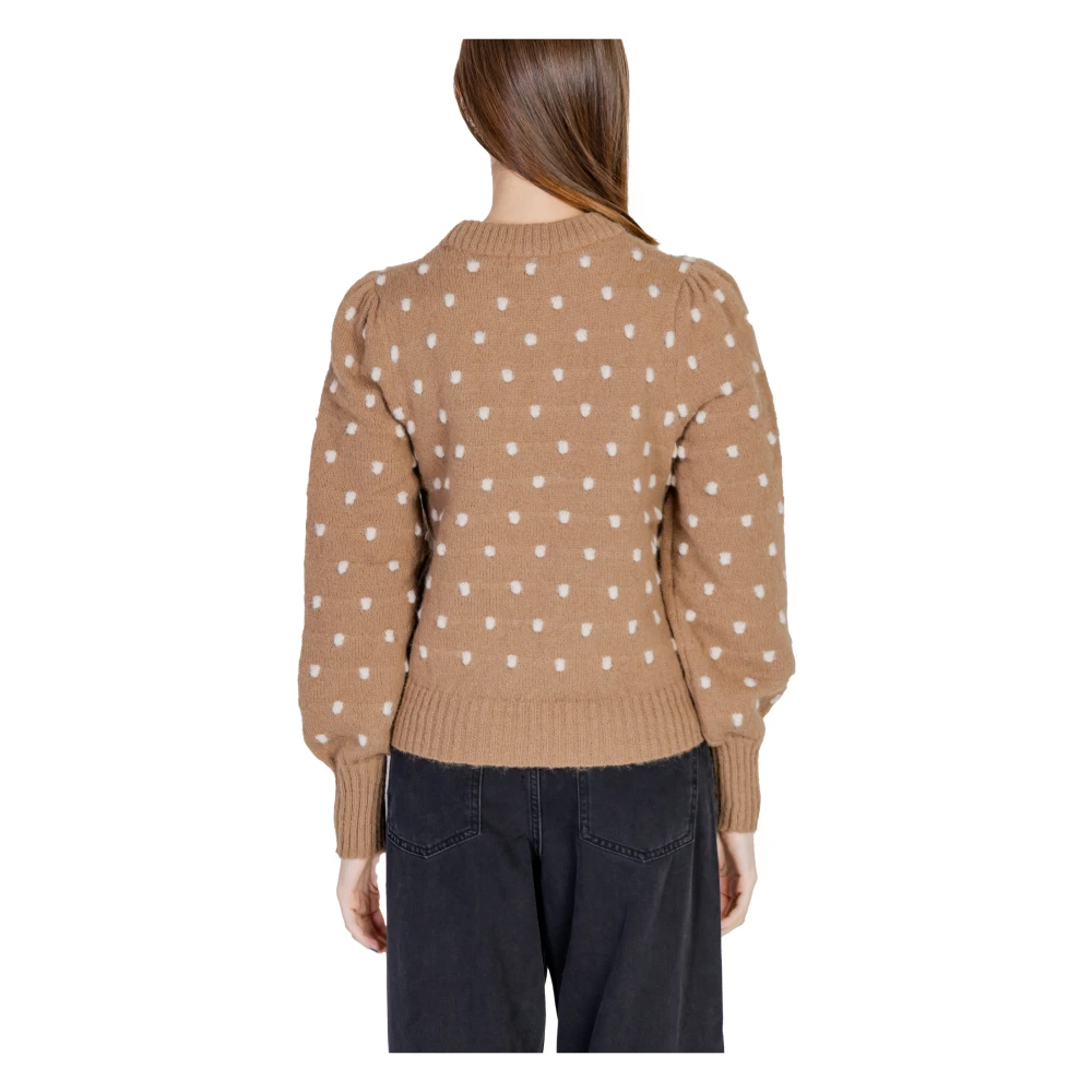 Jacqueline de Yong Polka Dot Gebreide Trui Bruin Brown Dames