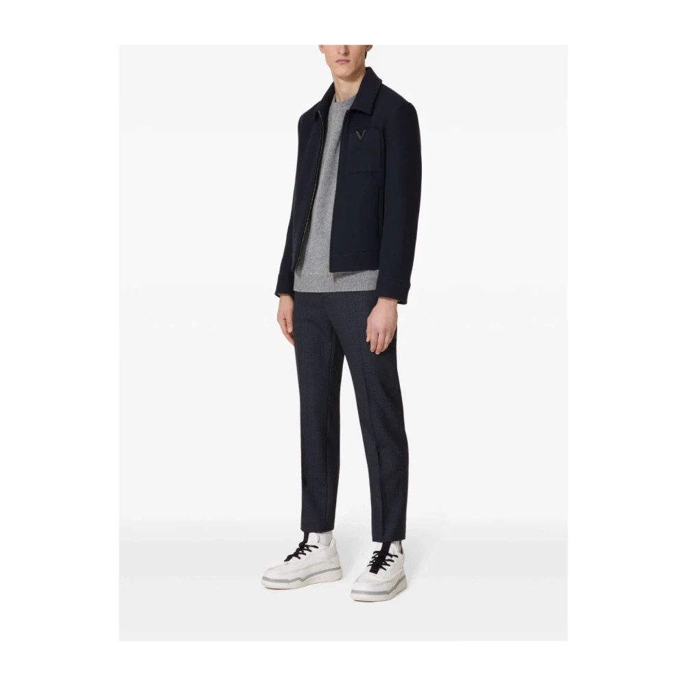 Valentino Garavani Quilted Jacket Metal Detail Blue Heren