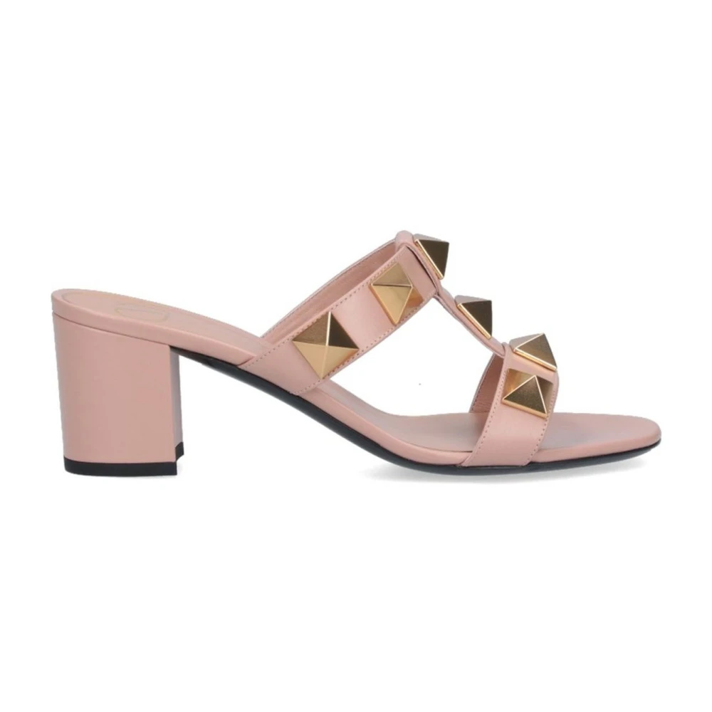 Valentino Garavani Women's Beige Heeled Mules,, Roman Stud Sandals Size 3 Uk