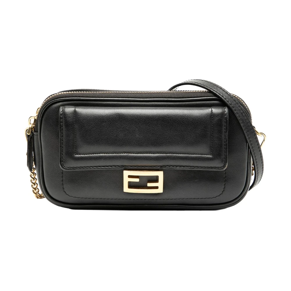 Fendi Vintage Women's Black Vintage Cross Body Bags, One Size, Pre-Owned Leather Camera Bag