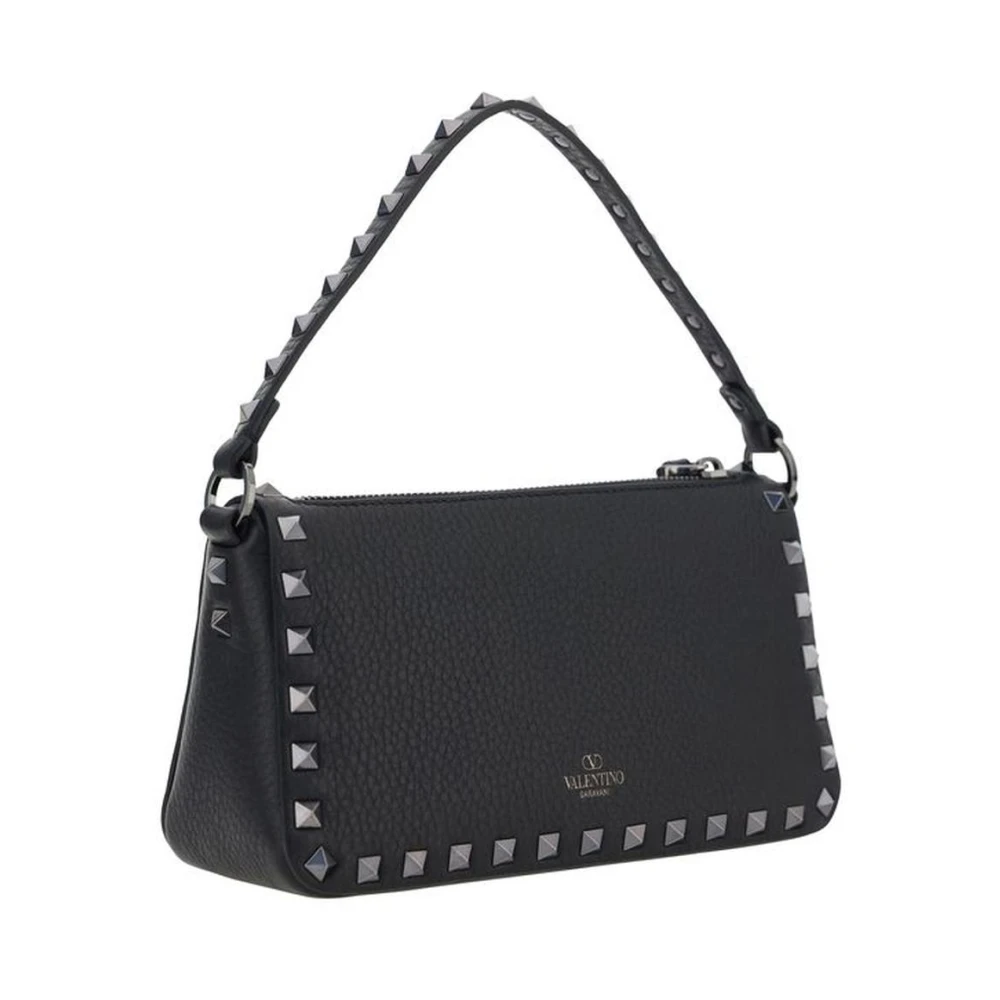 Valentino Garavani Gestudeerde Leren Schoudertas Black Dames