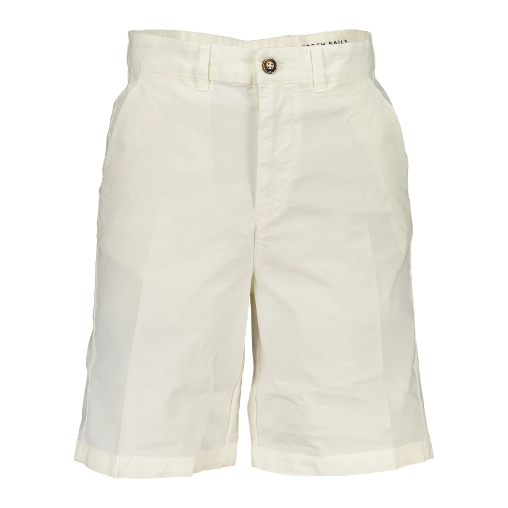 North Sails Witte Bermuda Shorts Regular Fit Logo White Heren