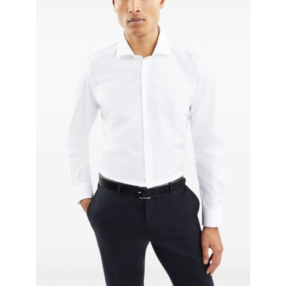 Fay Witte Button-Up Overhemd Cutaway Kraag White Heren