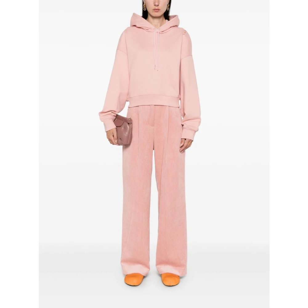 Marni Pastel Logo Beige Geborduurde Hoodie Pink Dames